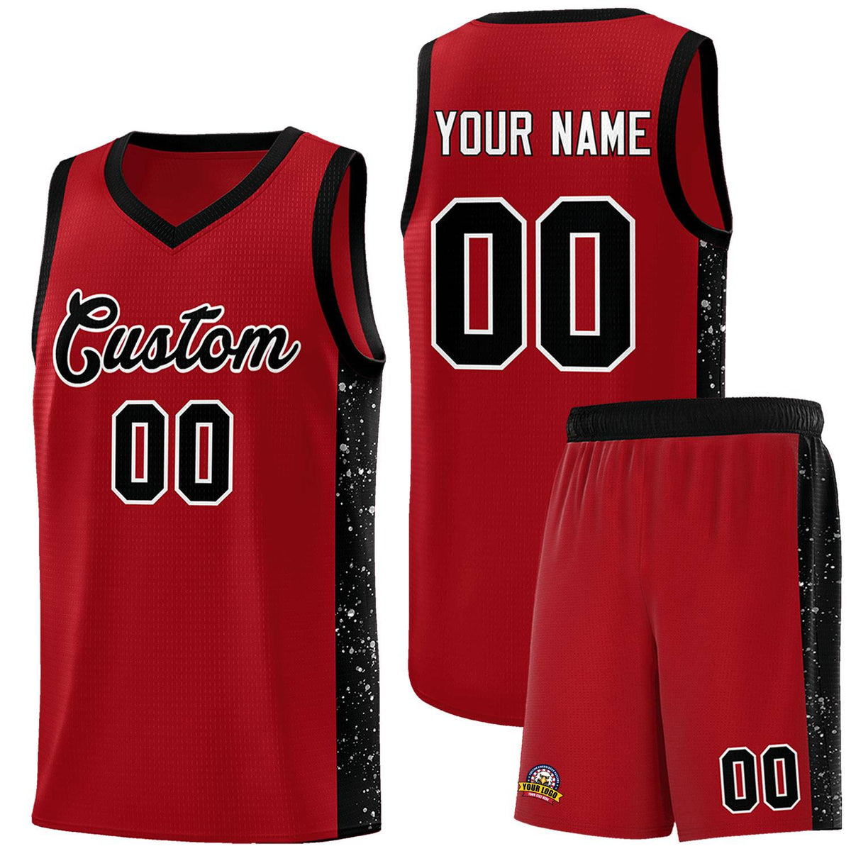 Custom Red Black-White Side Splash Sports Uniform Basketball Jersey |KXKSHOP