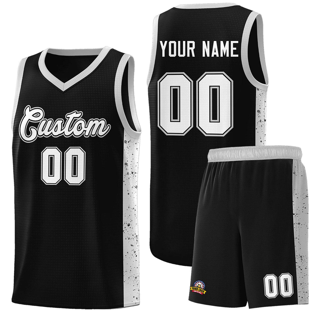 Custom Black White Side Splash Sports Uniform Basketball Jersey |KXKSHOP
