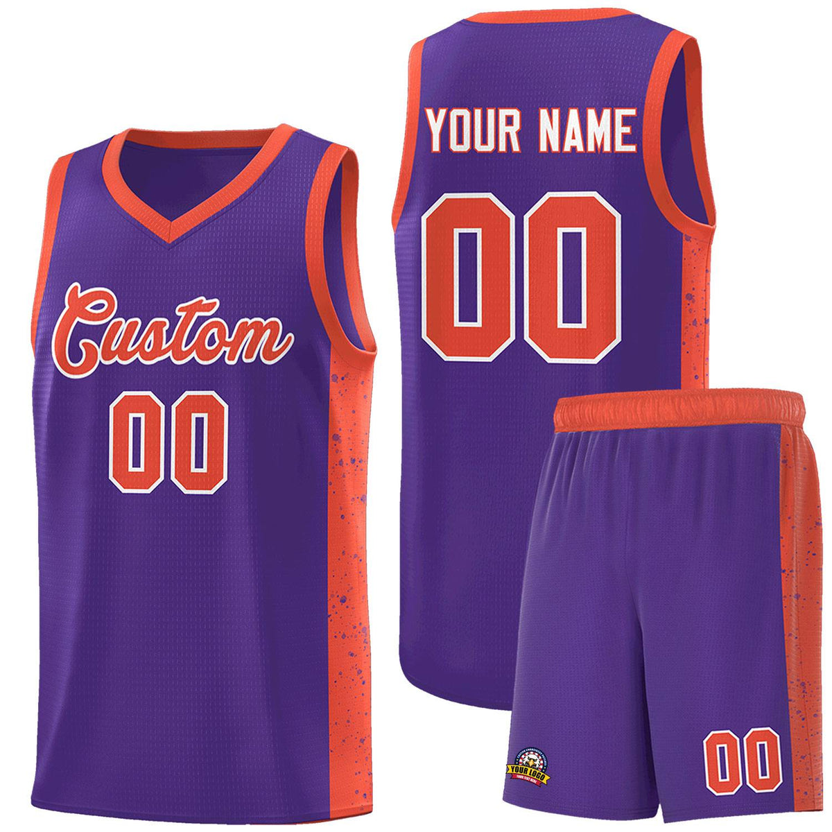 Custom Purple Orange-White Side Splash Sports Uniform Basketball Jersey |KXKSHOP
