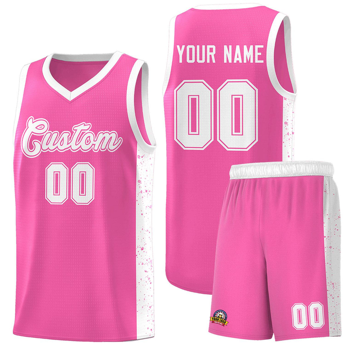 Custom Pink White Side Splash Sports Uniform Basketball Jersey |KXKSHOP