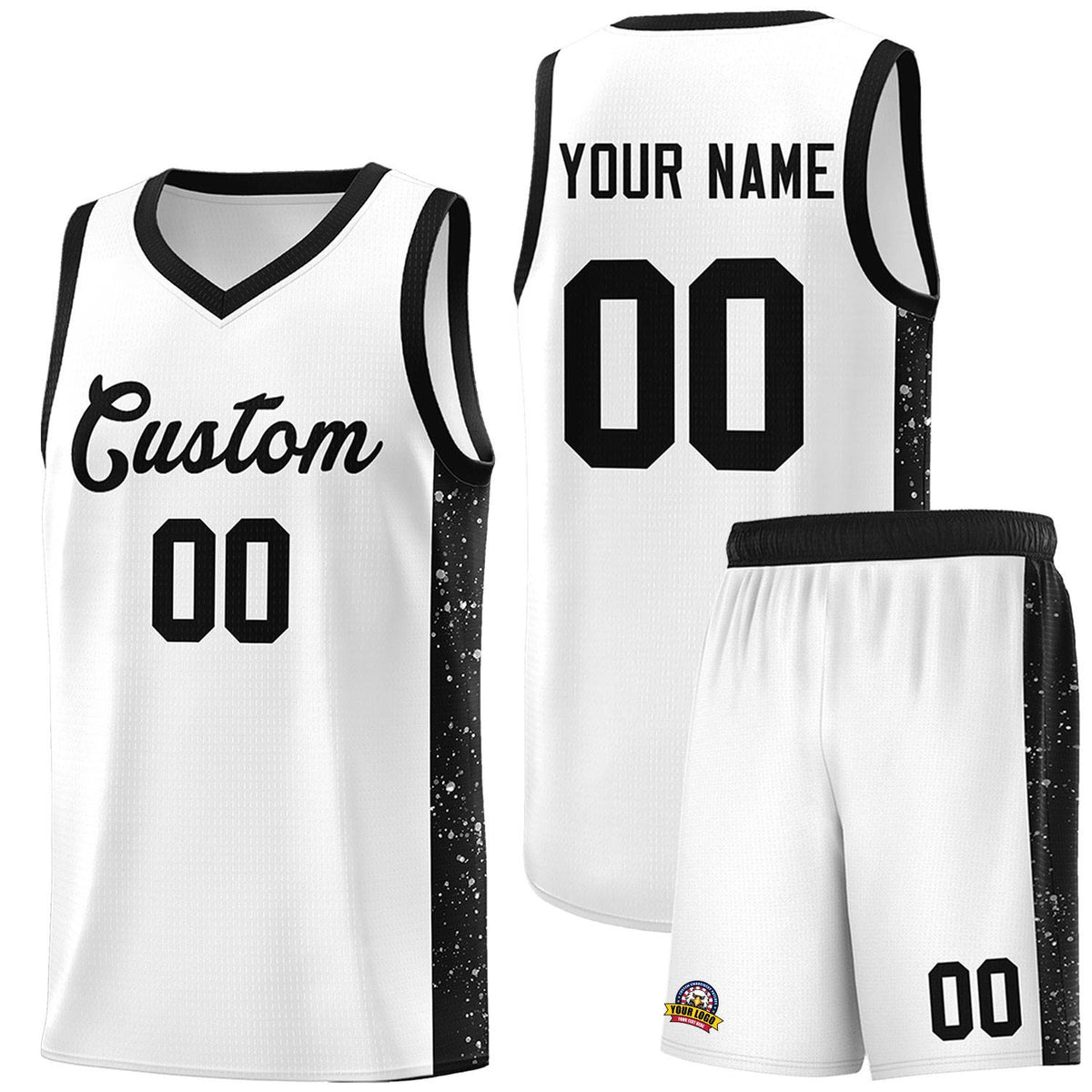 Custom White Black Side Splash Sports Uniform Basketball Jersey |KXKSHOP