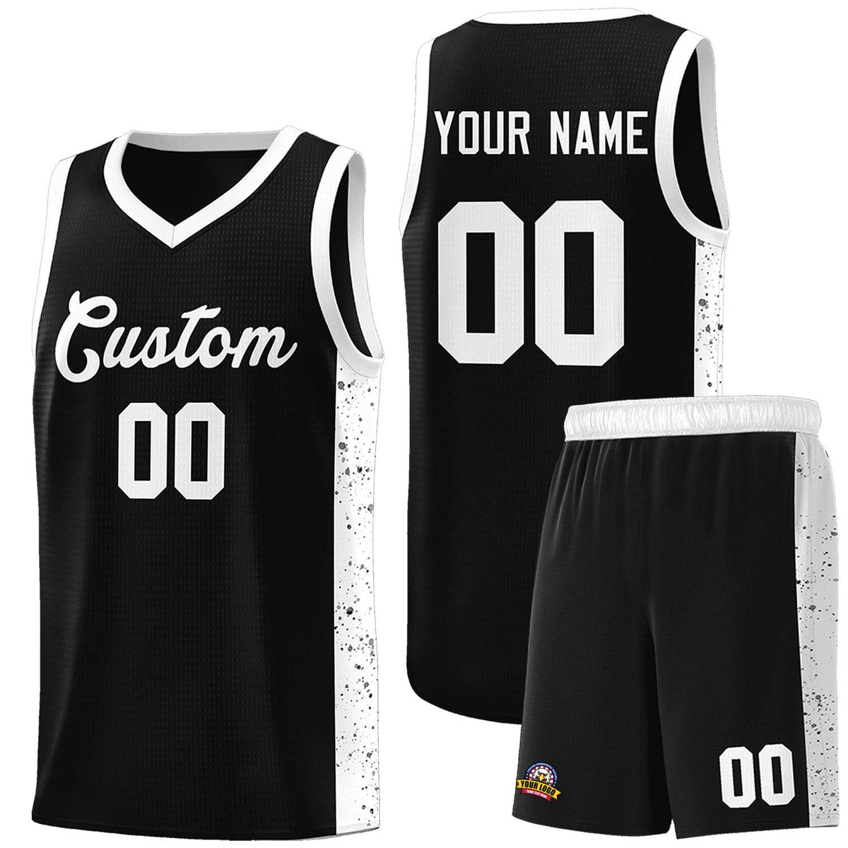Custom Black White Side Splash Sports Uniform Basketball Jersey |KXKSHOP
