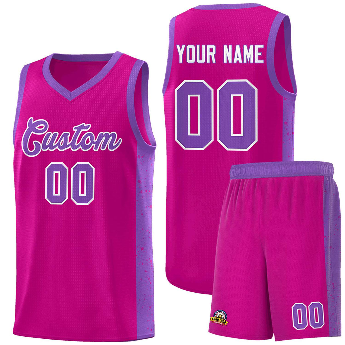 Custom Rose Red Purple-White Side Splash Sports Uniform Basketball Jersey |KXKSHOP