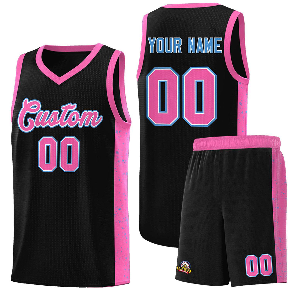 Custom Black Pink-White Side Splash Sports Uniform Basketball Jersey |KXKSHOP