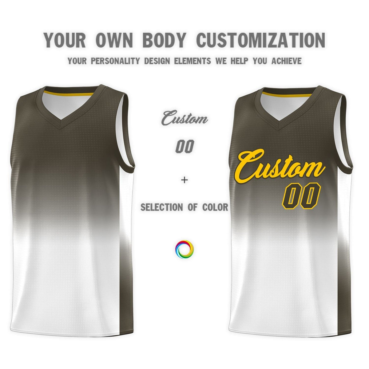 Custom Olive White Gradient Fashion Sets Sports Uniform Basketball Jersey
