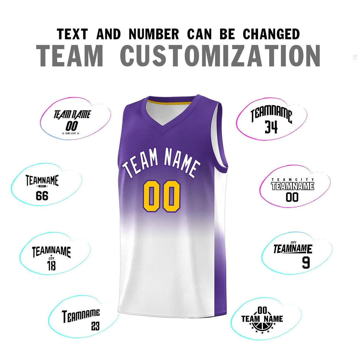 Custom Purple White Gradient Fashion Sets Sports Uniform Basketball Jersey