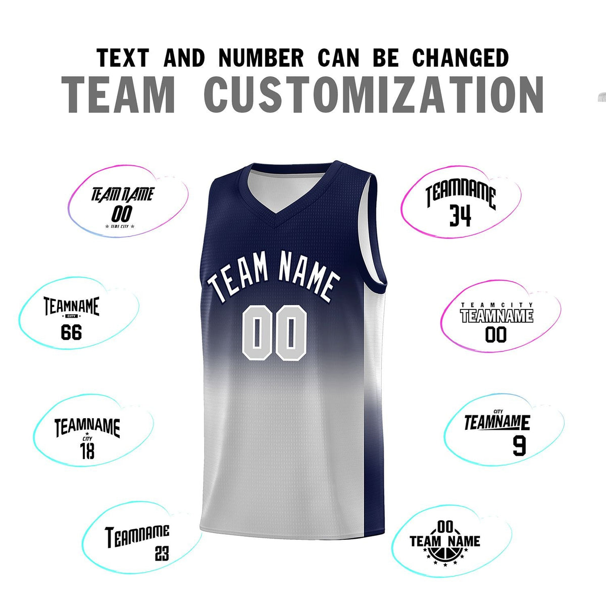 Custom Navy Gray Gradient Fashion Sets Sports Uniform Basketball Jersey