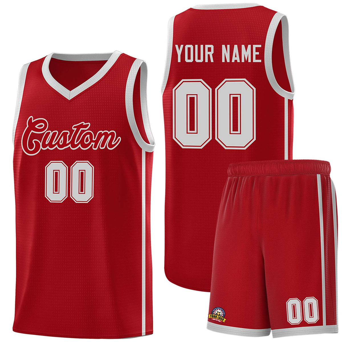 Custom Red Gray Side Two Bars Sports Uniform Basketball Jersey |KXKSHOP