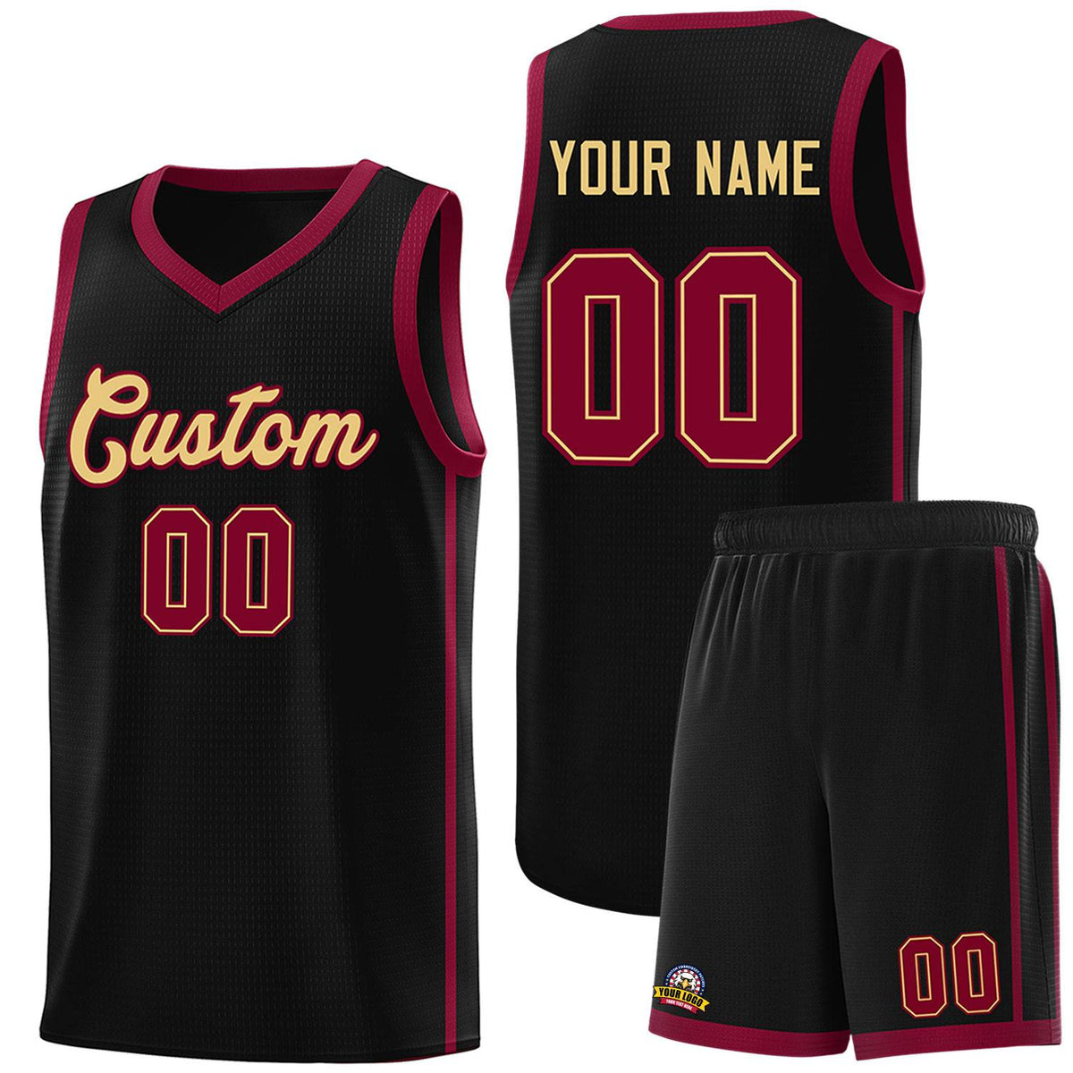 Custom Black Khaki-Crimson Orange Side Two Bars Sports Uniform Basketball Jersey |KXKSHOP