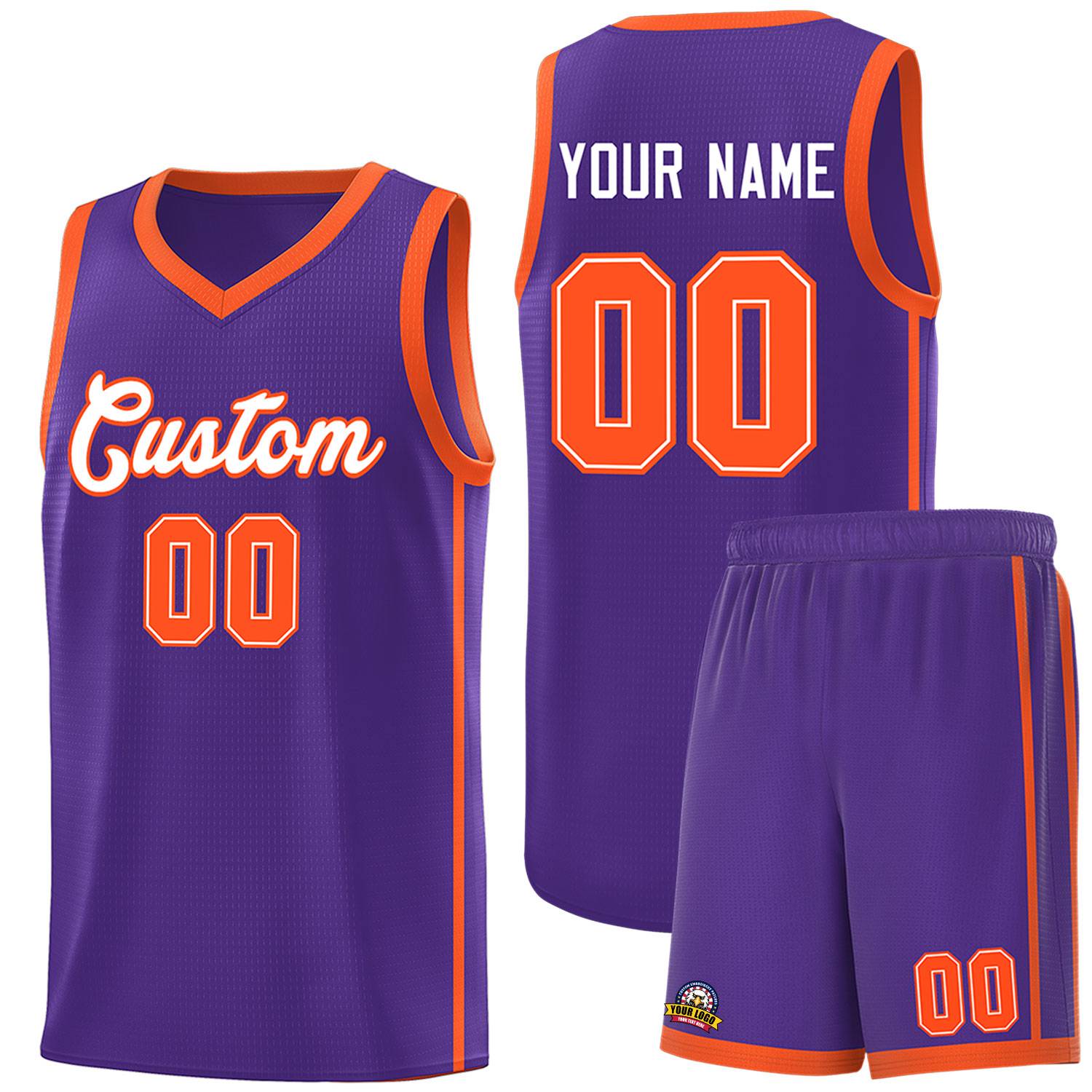 Custom Purple White-Orange Side Two Bars Sports Uniform Basketball Jersey |KXKSHOP