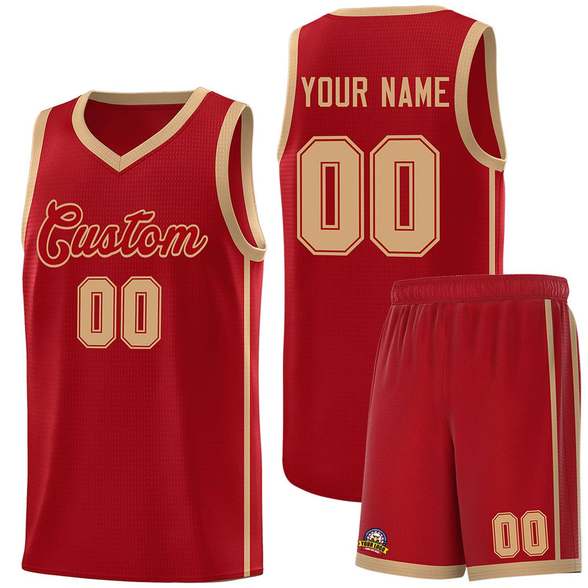 Custom Red Old Gold Side Two Bars Sports Uniform Basketball Jersey |KXKSHOP