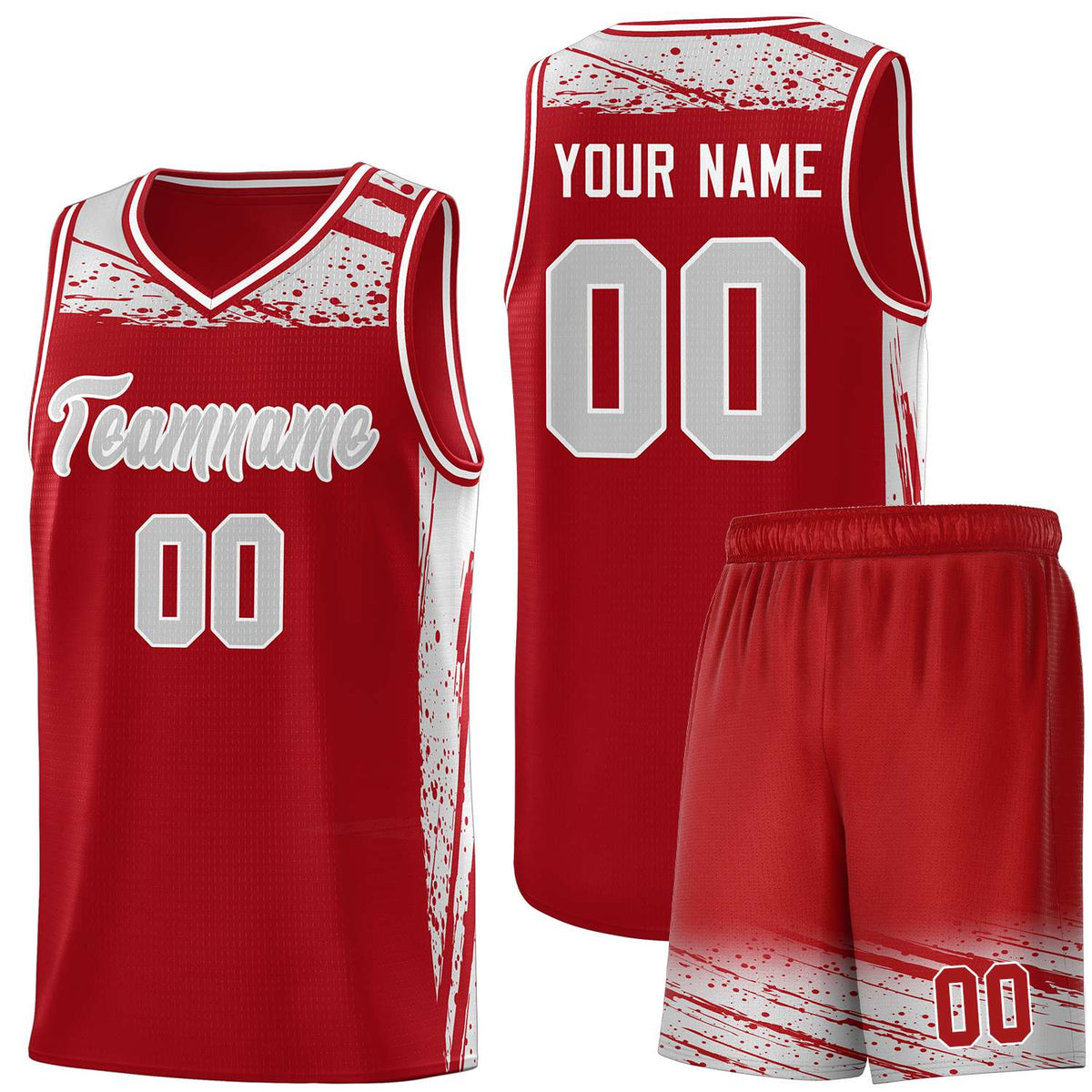 Custom Red Gray Graffiti Pattern Sports Uniform Basketball Jersey