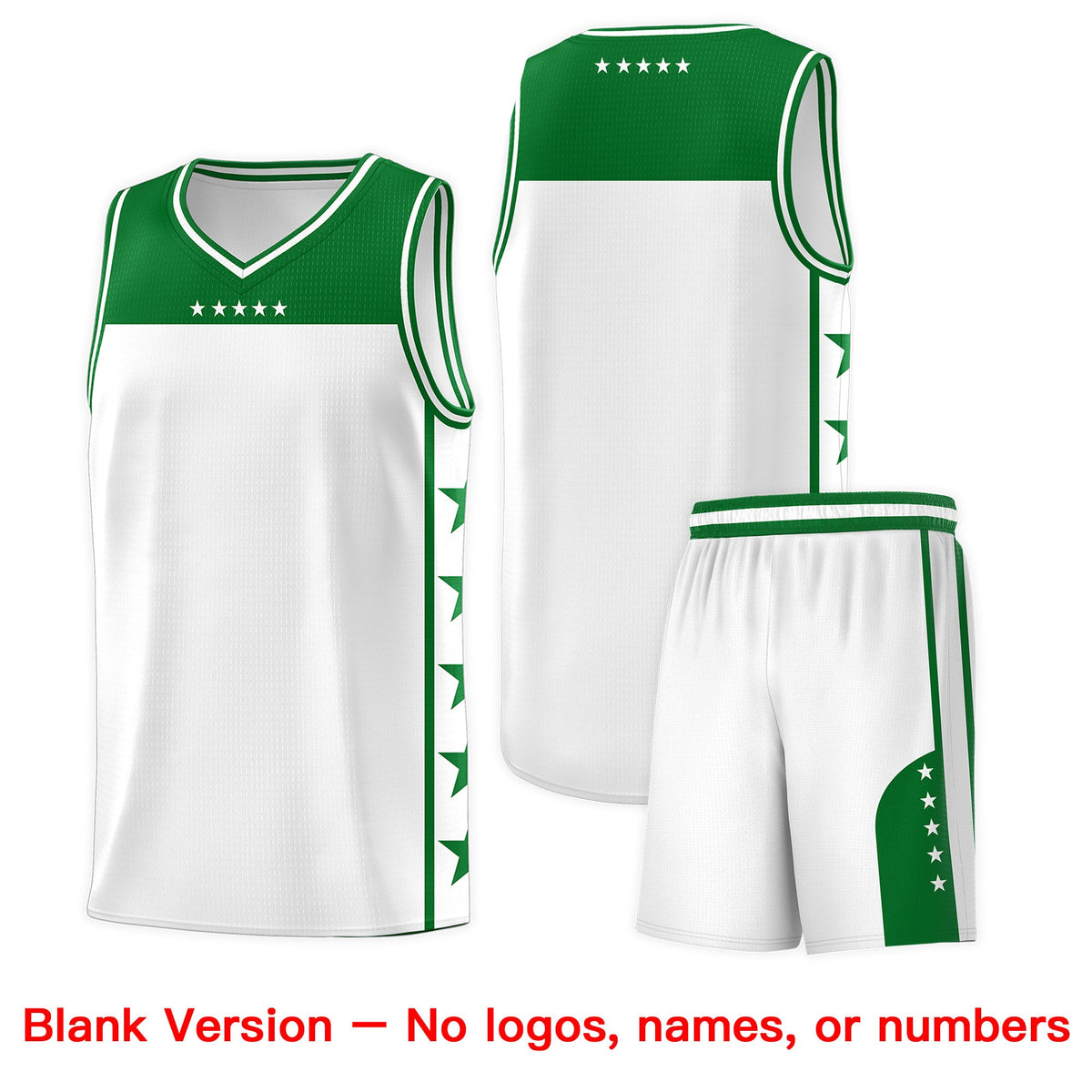 Custom White Kelly Green Color Block Sets Sports Uniform Basketball Jersey