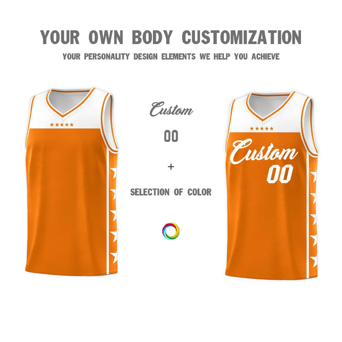 Custom Orange White Color Block Sets Sports Uniform Basketball Jersey
