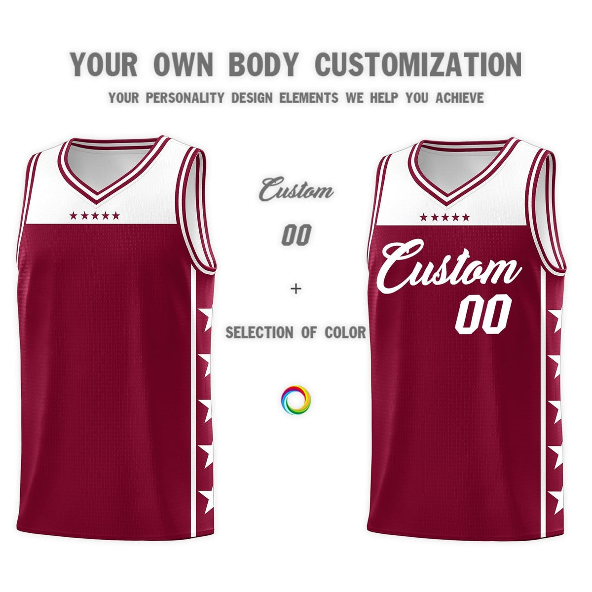 Custom Crimson White Color Block Sets Sports Uniform Basketball Jersey