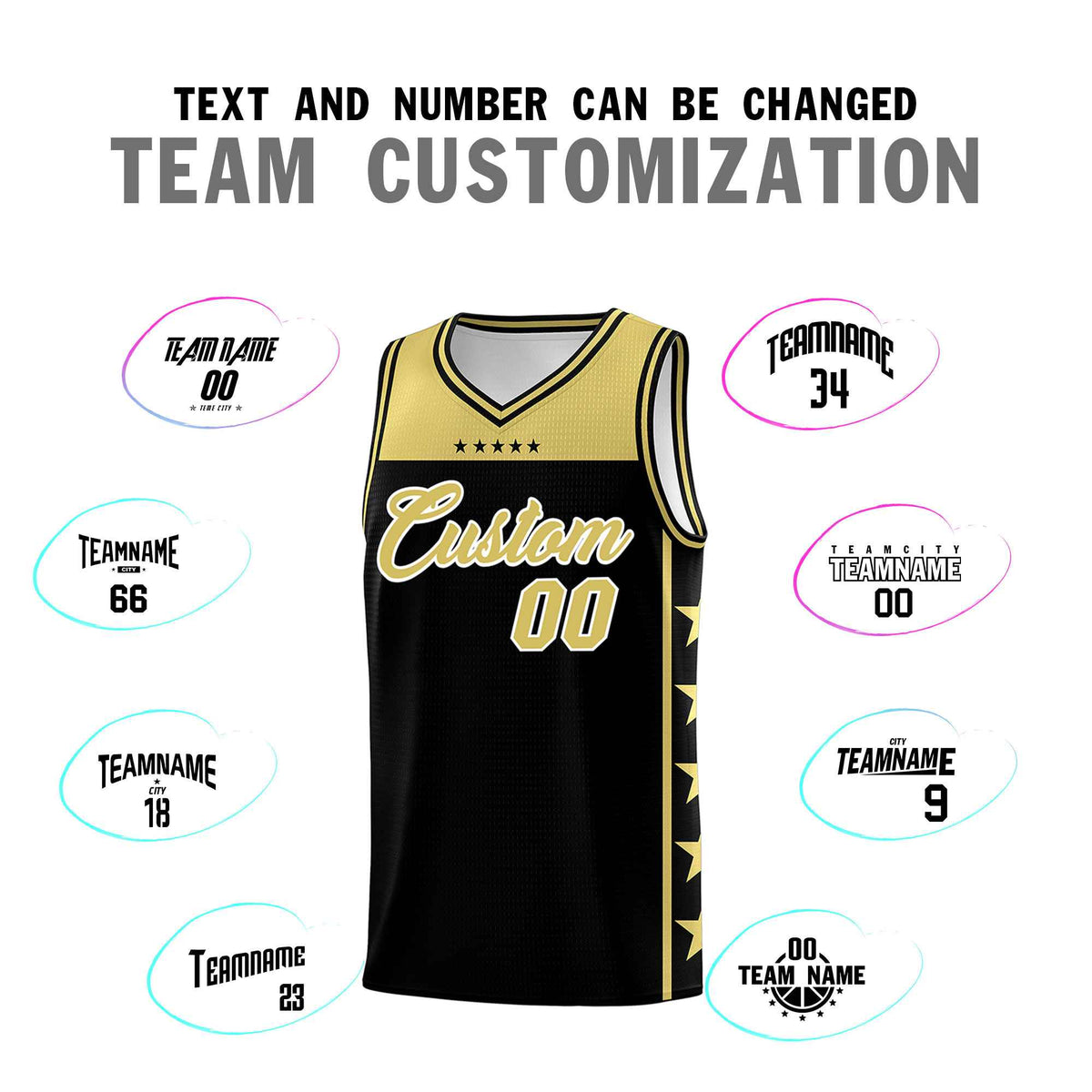 Custom Black Old Gold Color Block Sets Sports Uniform Basketball Jersey