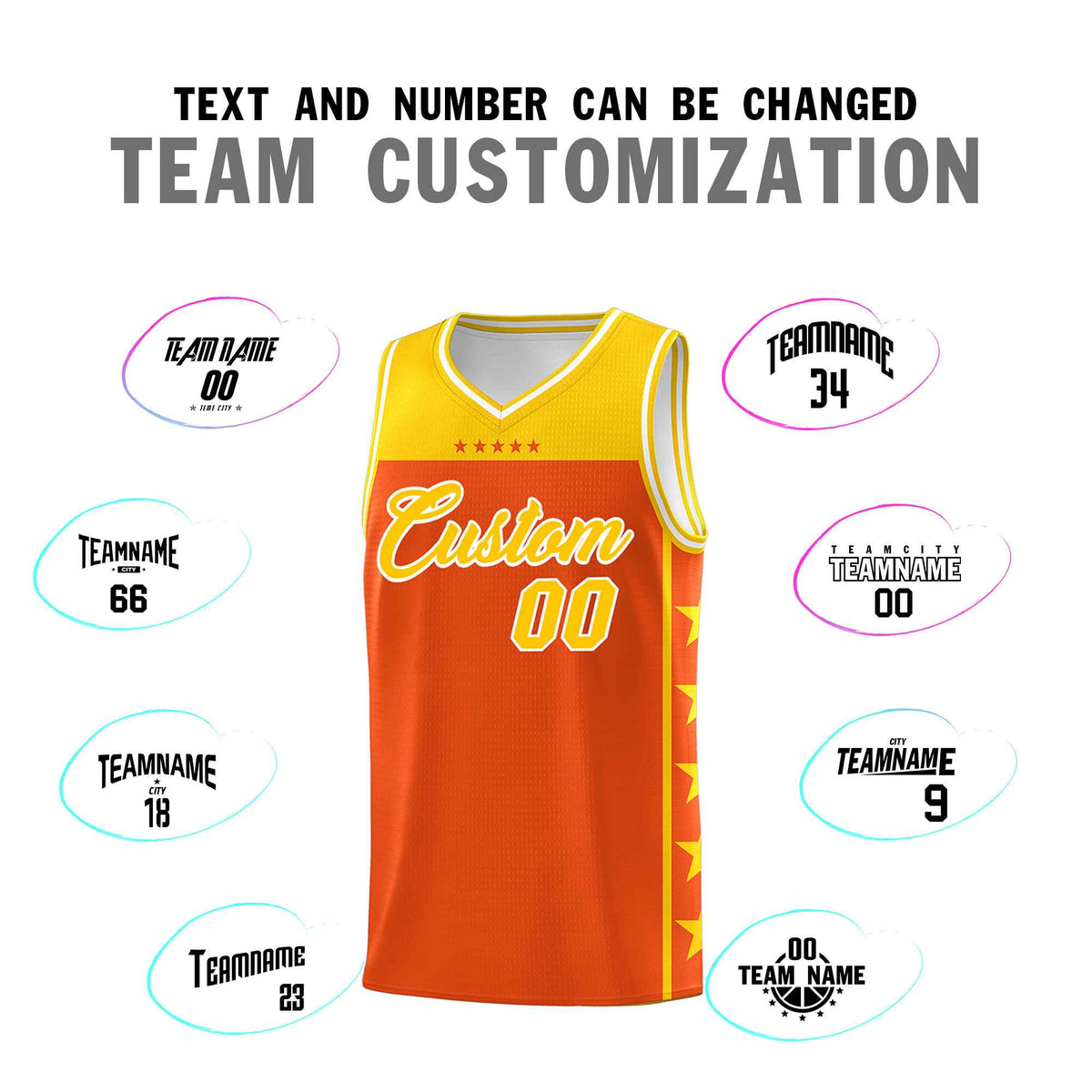 Custom Orange Yellow Color Block Sets Sports Uniform Basketball Jersey