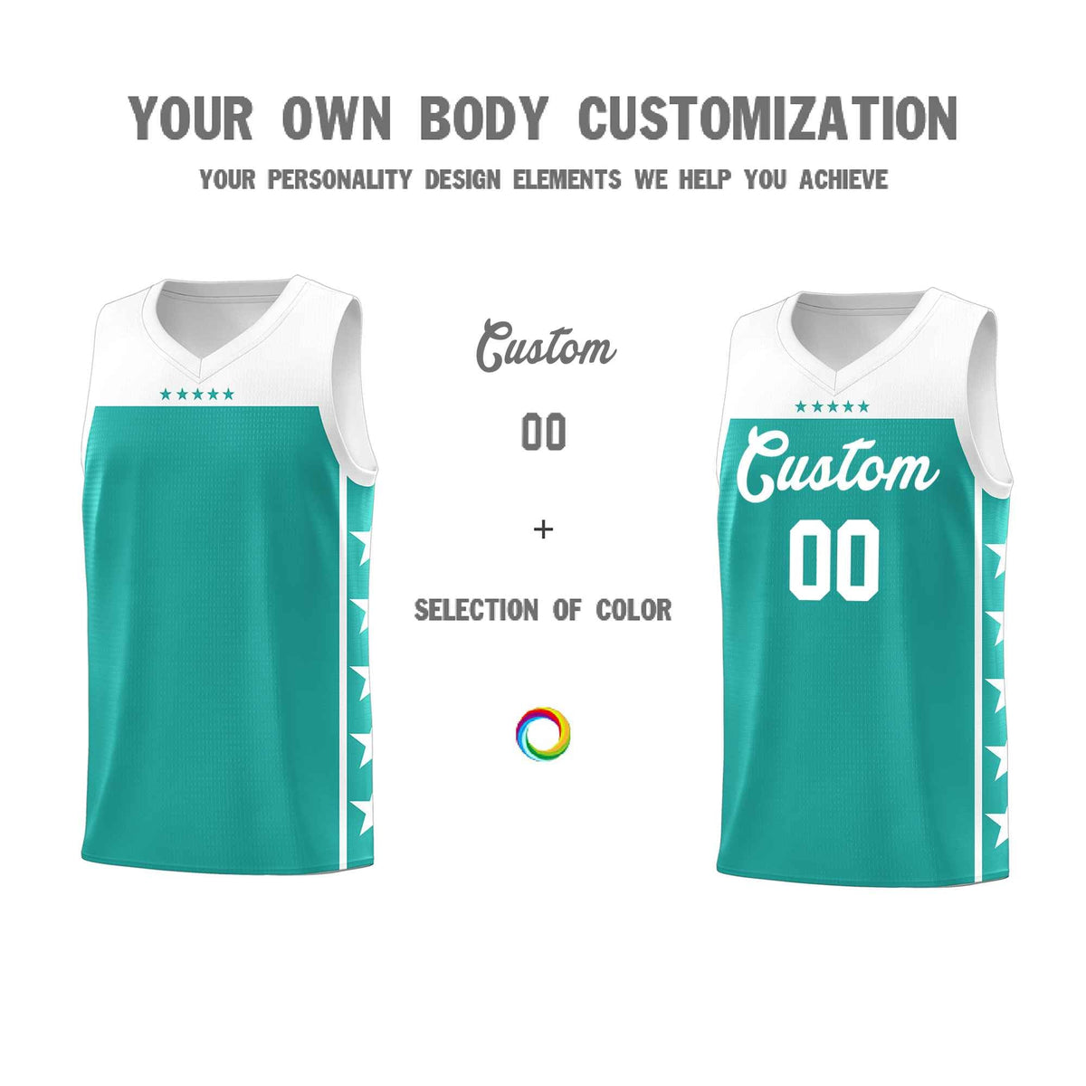 Custom Aqua White Color Block Sets Sports Uniform Basketball Jersey