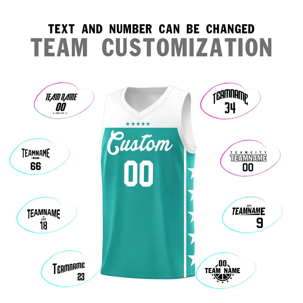 Custom Aqua White Color Block Sets Sports Uniform Basketball Jersey