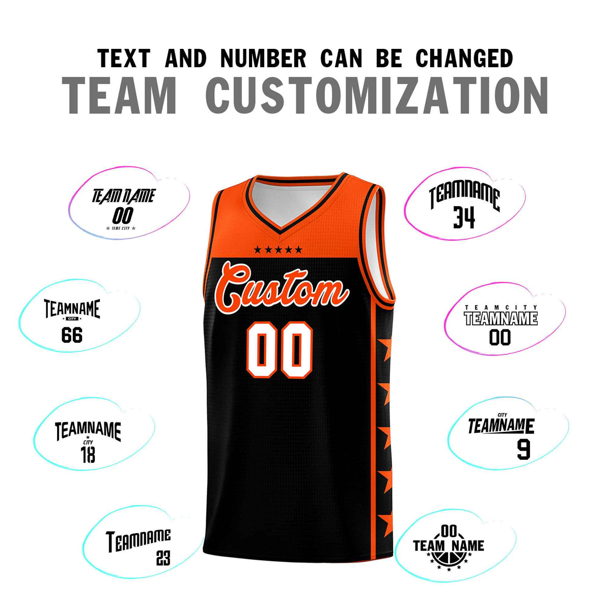 Custom Black Orange Color Block Sets Sports Uniform Basketball Jersey