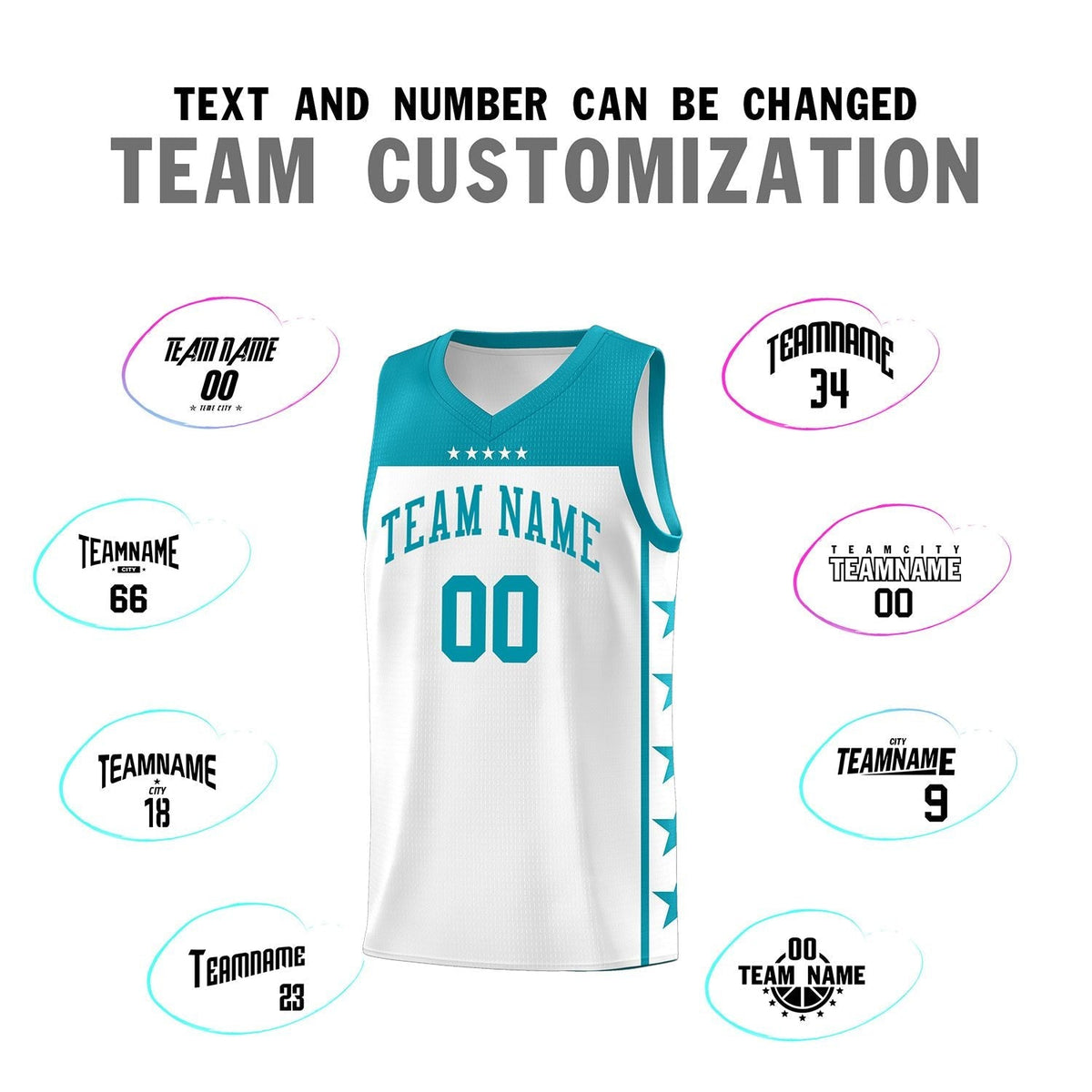 Custom White Aqua Color Block Sets Sports Uniform Basketball Jersey