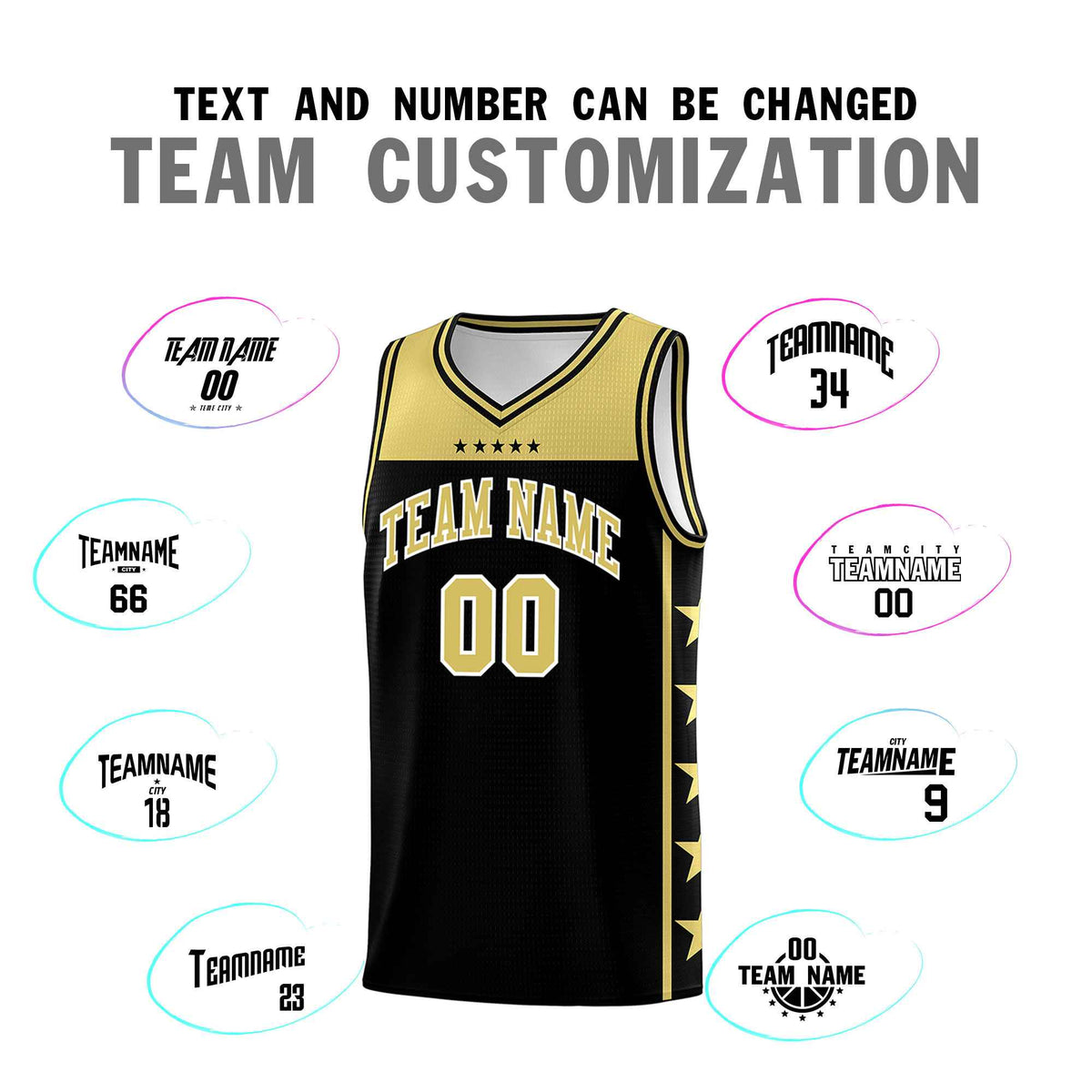 Custom Black Old Gold Color Block Sets Sports Uniform Basketball Jersey