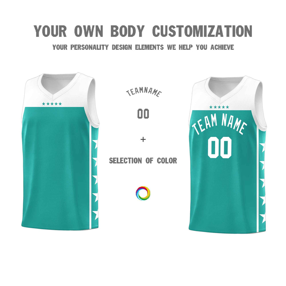 Custom Aqua White Color Block Sets Sports Uniform Basketball Jersey