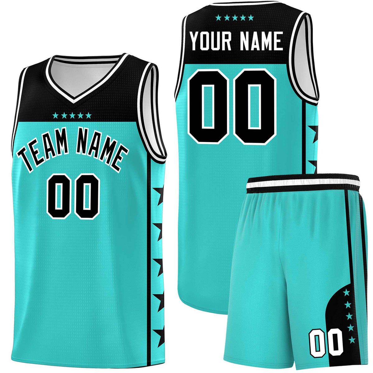 Custom Bright Green Black Color Block Sets Sports Uniform Basketball Jersey
