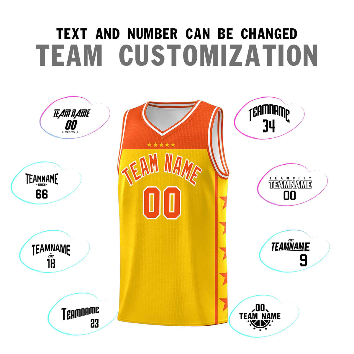 Custom Gold Orange Color Block Sets Sports Uniform Basketball Jersey