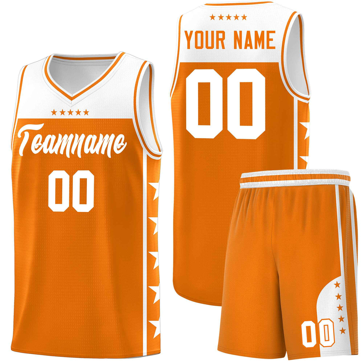 Custom Orange White Color Block Sets Sports Uniform Basketball Jersey
