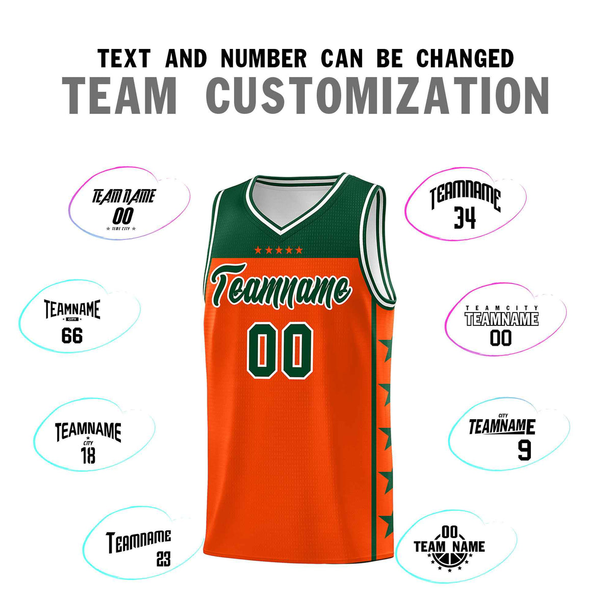 Custom Orange Kelly Green Color Block Sets Sports Uniform Basketball Jersey