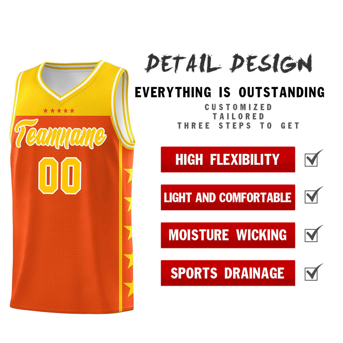 Custom Orange Yellow Color Block Sets Sports Uniform Basketball Jersey