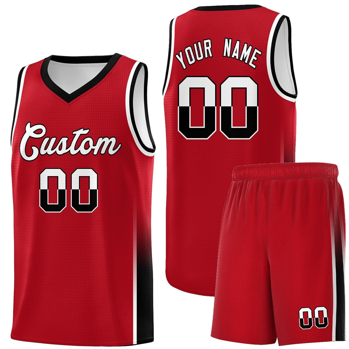 Custom Red White-Black Personalized Two Tone Font Sports Uniform Basketball Jersey