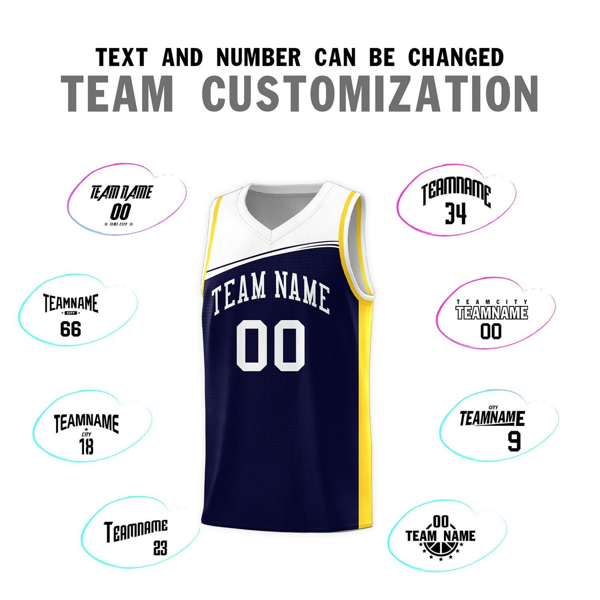 Custom Navy White Color Block Sports Uniform Basketball Jersey