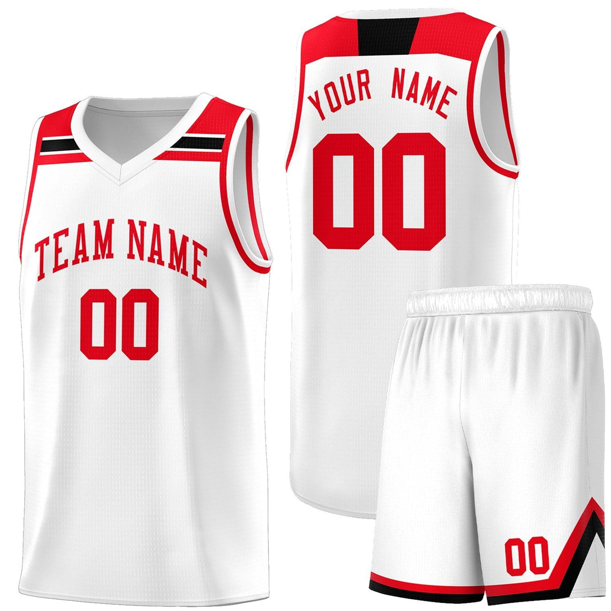 Custom White Red-Black Classic Sports Uniform Basketball Jersey