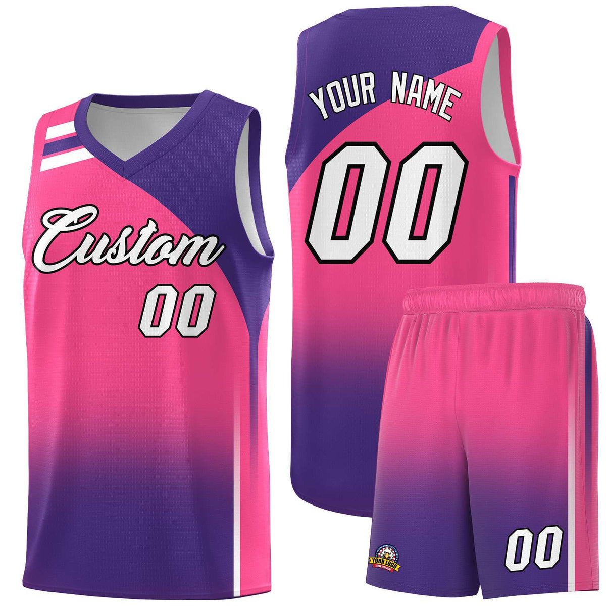 Custom Pink and Purple Gradient Fashion Sets Sports Uniform Basketball Jersey