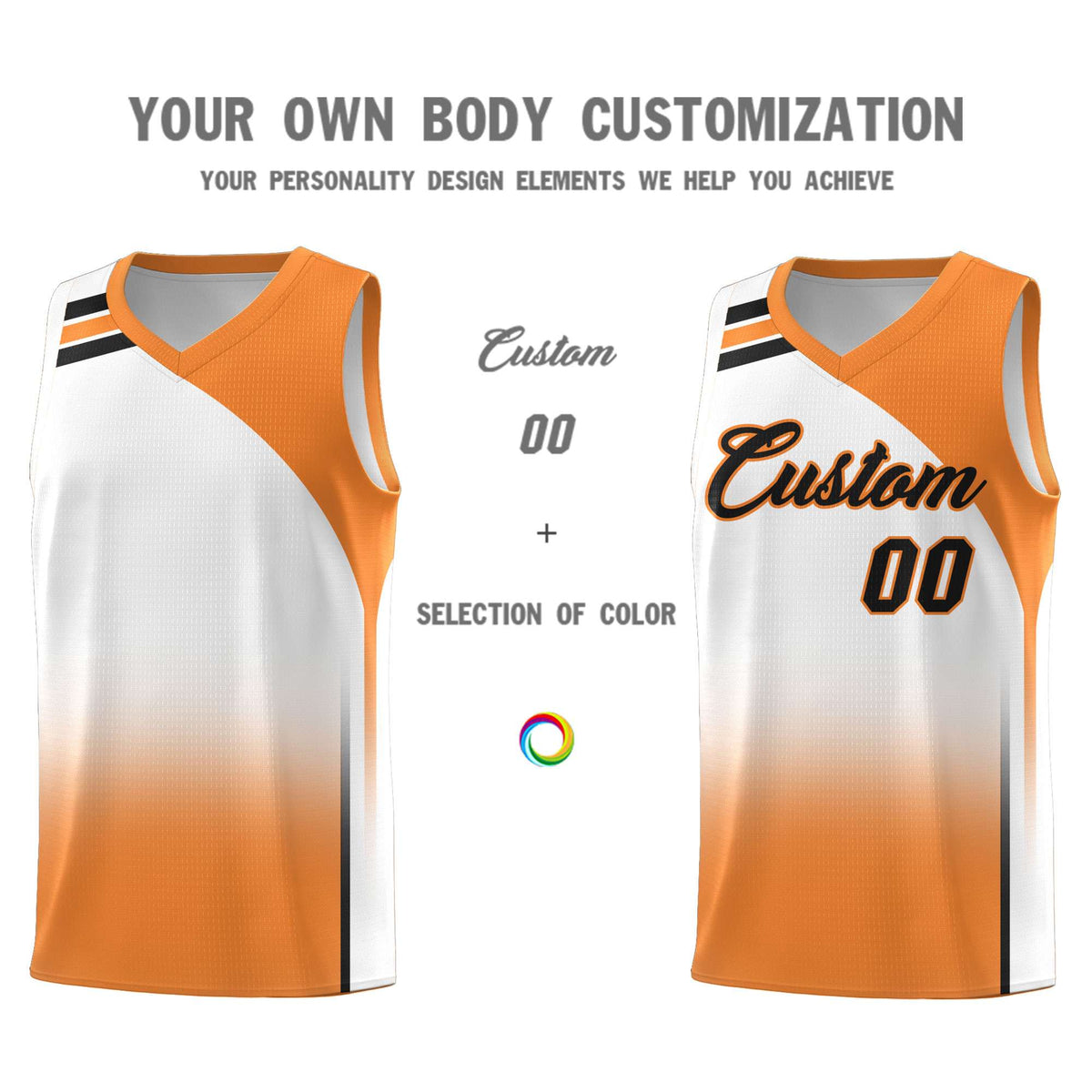 Custom White Gold Orange Gradient Fashion Sets Sports Uniform Basketball Jersey