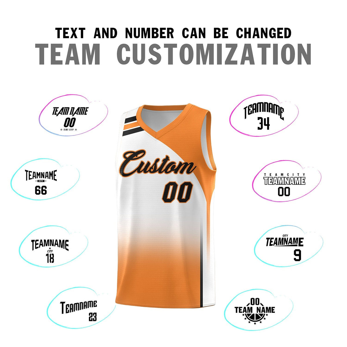 Custom White Gold Orange Gradient Fashion Sets Sports Uniform Basketball Jersey
