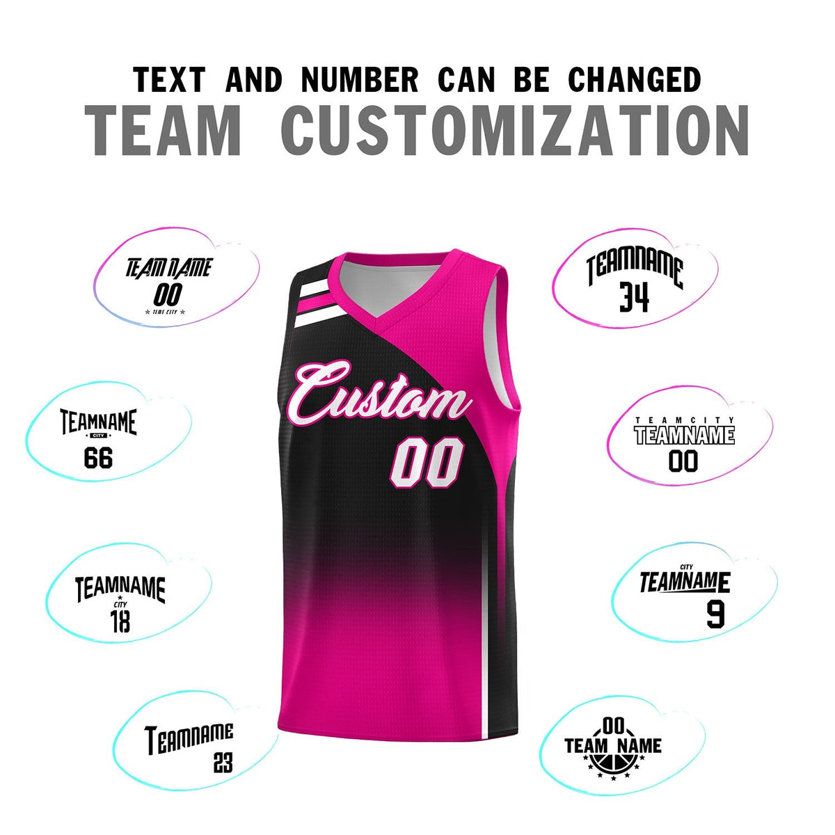 Custom Black Pink Gradient Fashion Sets Sports Uniform Basketball Jersey