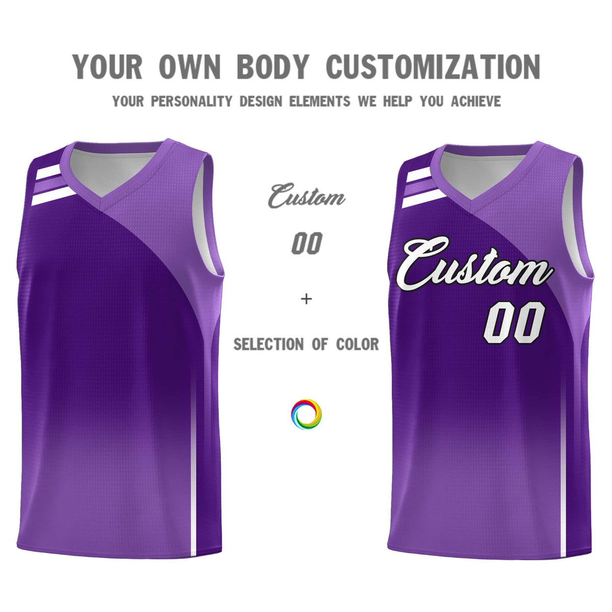 Custom Purple Purple Gradient Fashion Sets Sports Uniform Basketball Jersey