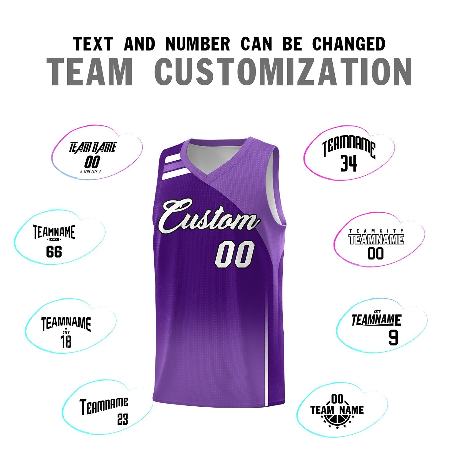 Custom Purple Purple Gradient Fashion Sets Sports Uniform Basketball Jersey