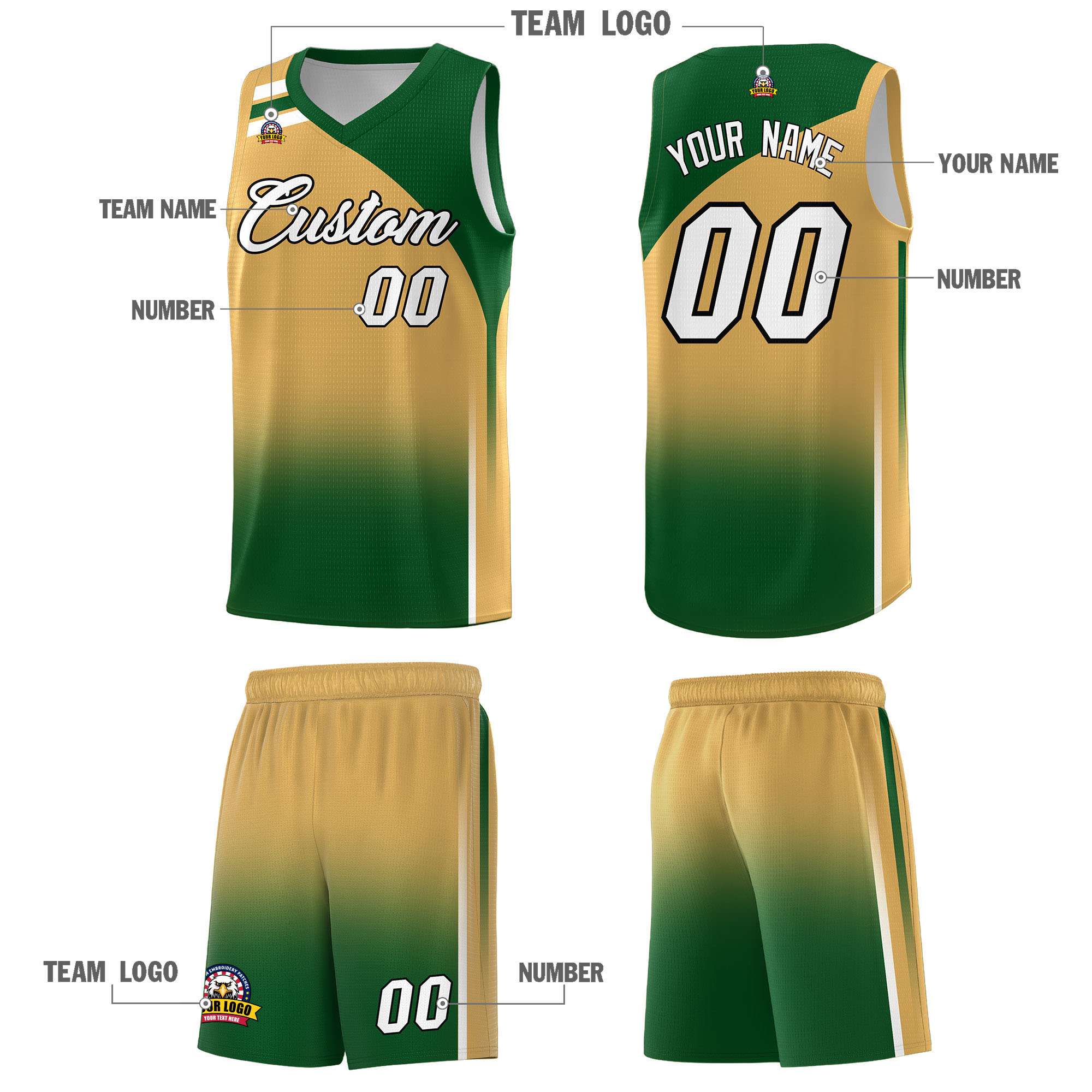 Custom Buckskin Brown Teal Gradient Fashion Sets Sports Uniform Basketball Jersey