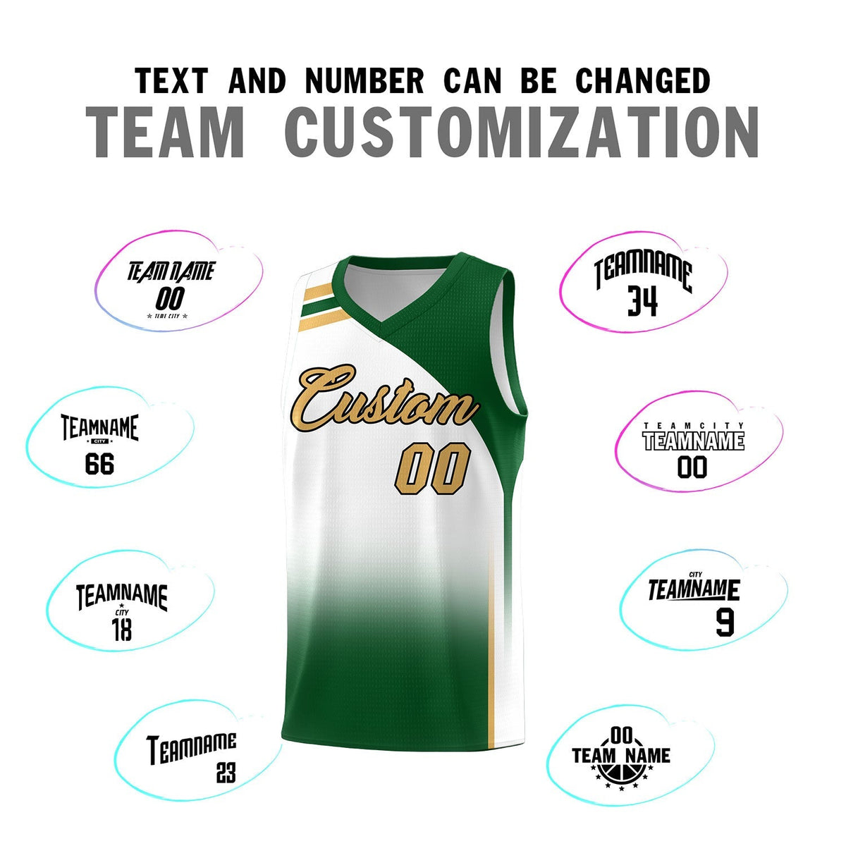 Custom White Teal Gradient Fashion Sets Sports Uniform Basketball Jersey
