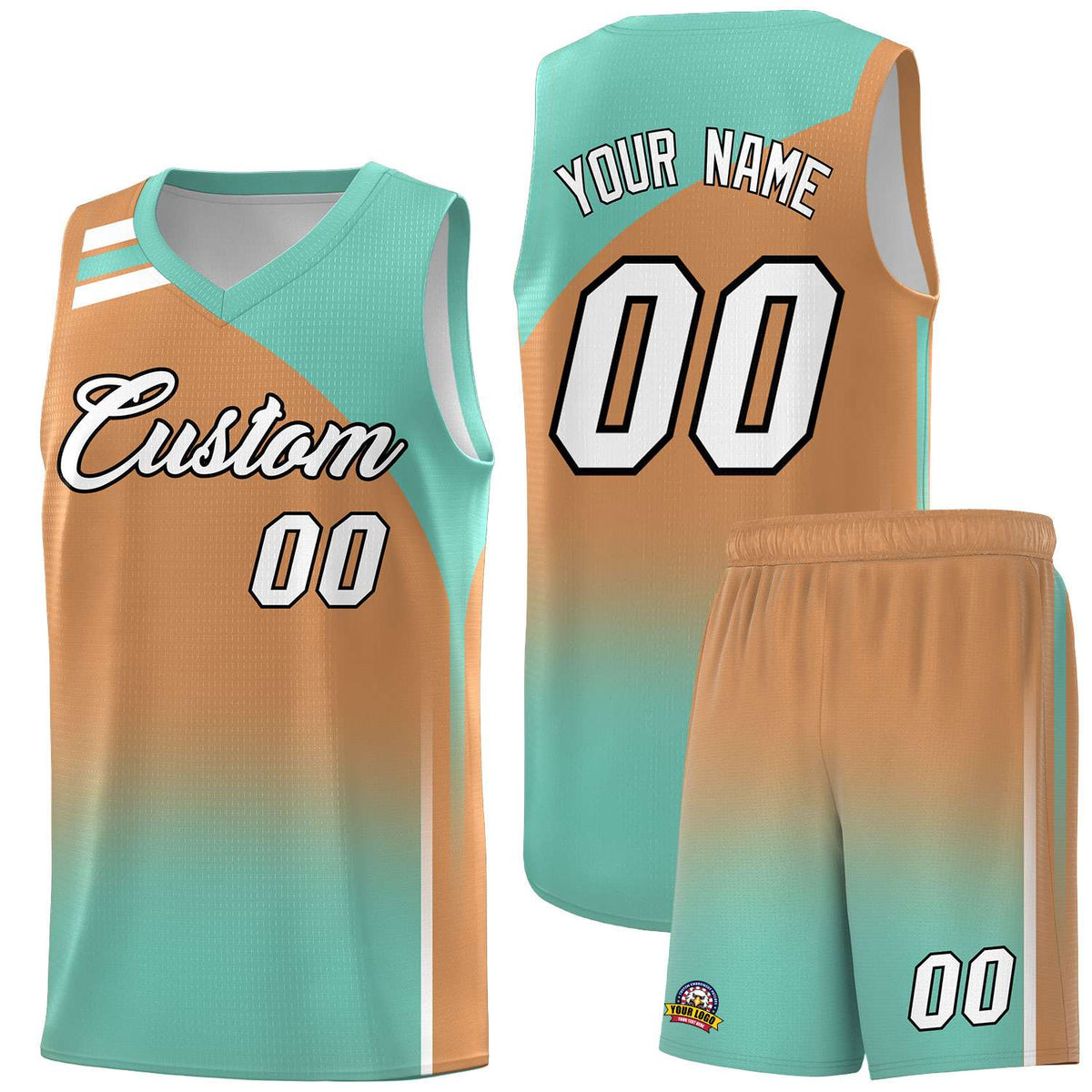 Custom Buckskin Brown and Bright Green Gradient Fashion Sets Sports Uniform Basketball Jersey