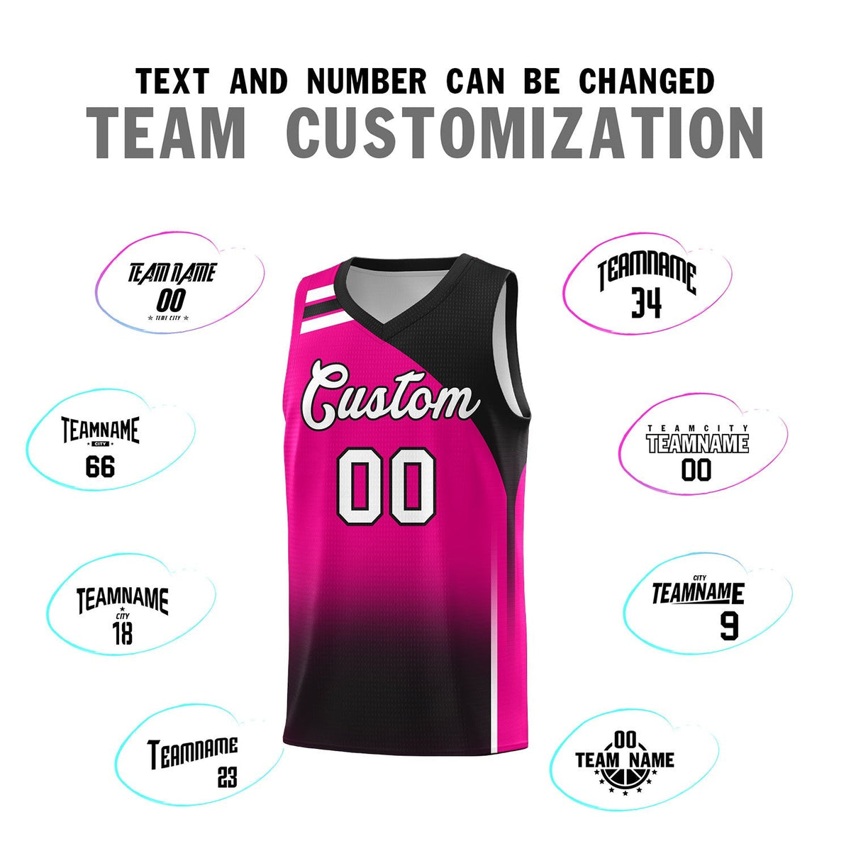 Custom Pink Black Gradient Fashion Sets Sports Uniform Basketball Jersey