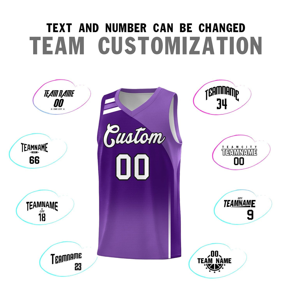 Custom Purple Purple Gradient Fashion Sets Sports Uniform Basketball Jersey