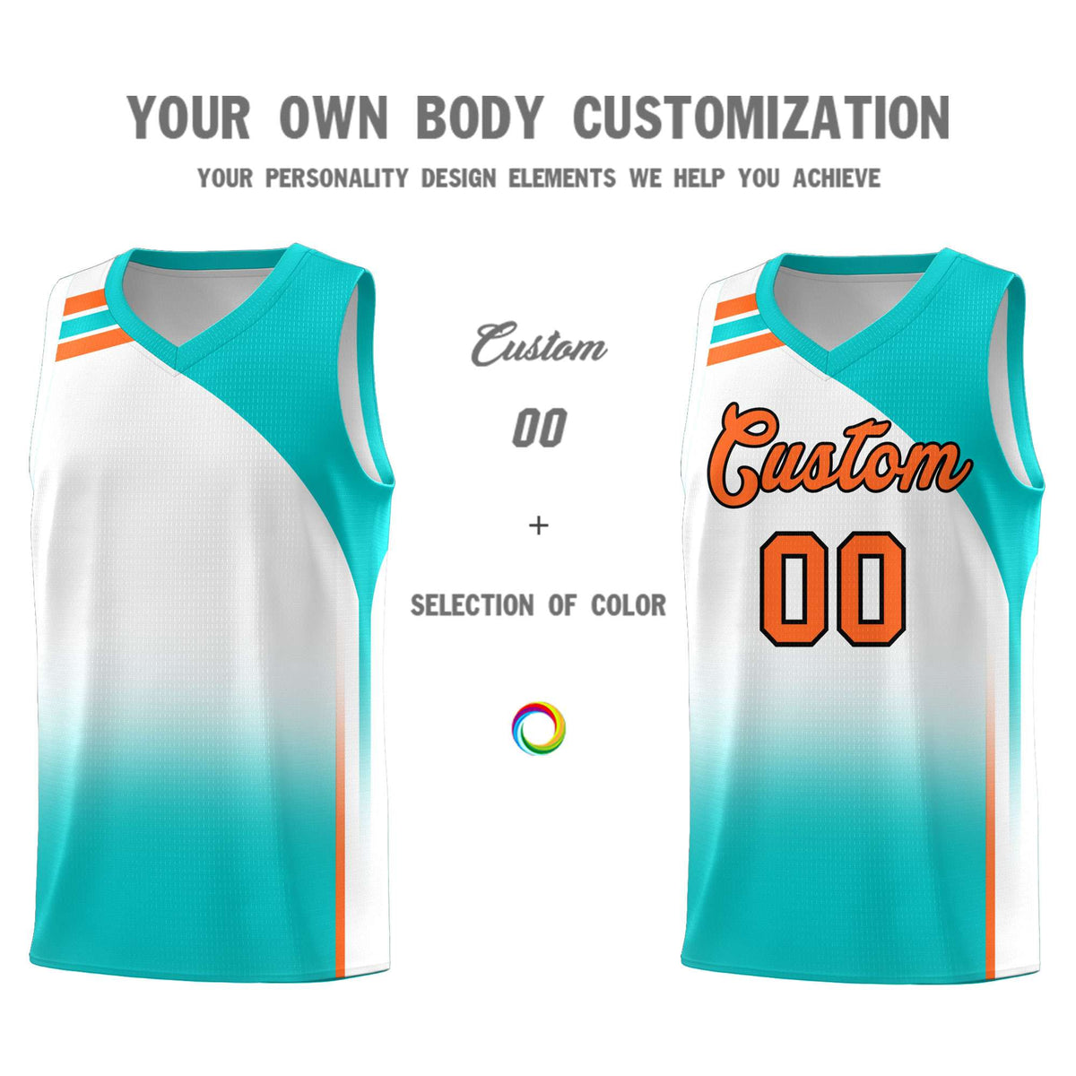 Custom White Aqua Gradient Fashion Sets Sports Uniform Basketball Jersey