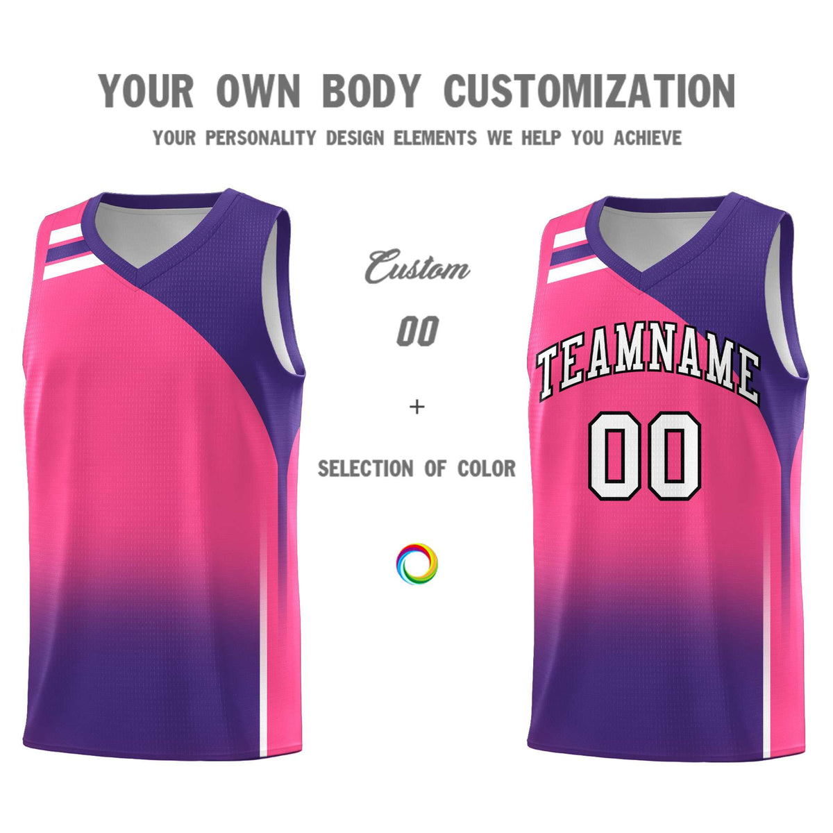 Custom Pink Purple Gradient Fashion Sets Sports Uniform Basketball Jersey