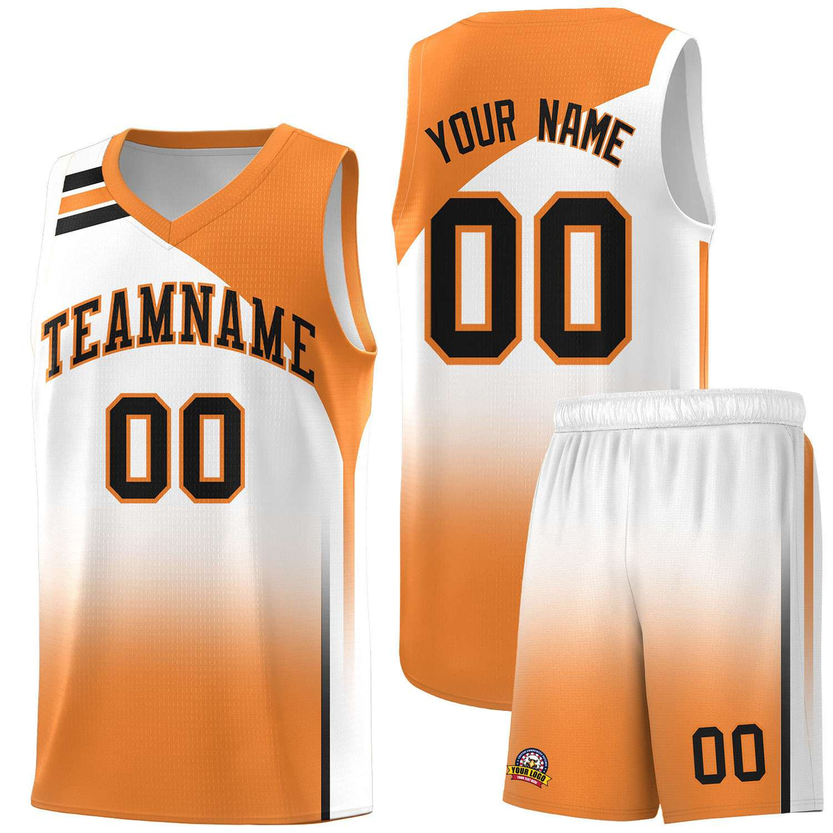 Custom White Gold Orange Gradient Fashion Sets Sports Uniform Basketball Jersey