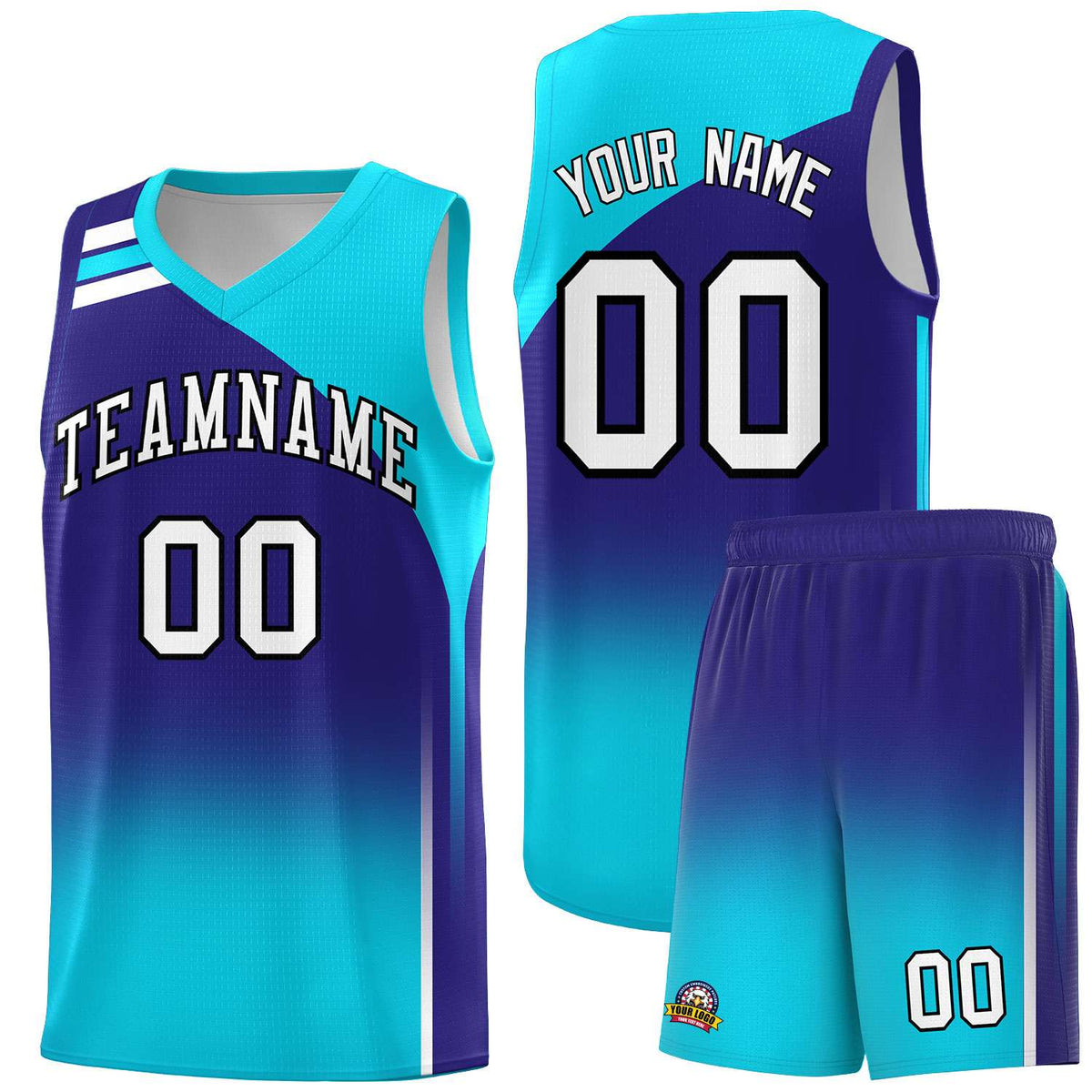 Custom Royal Sky Blue Gradient Fashion Sets Sports Uniform Basketball Jersey